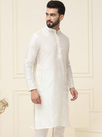 SOJANYA Lelaki Off-White Solid Kurta Lurus