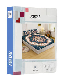 Moda Rapido X KLOTTHE Blue Floral 400 TC Bedsheet with 2 Pillow Covers