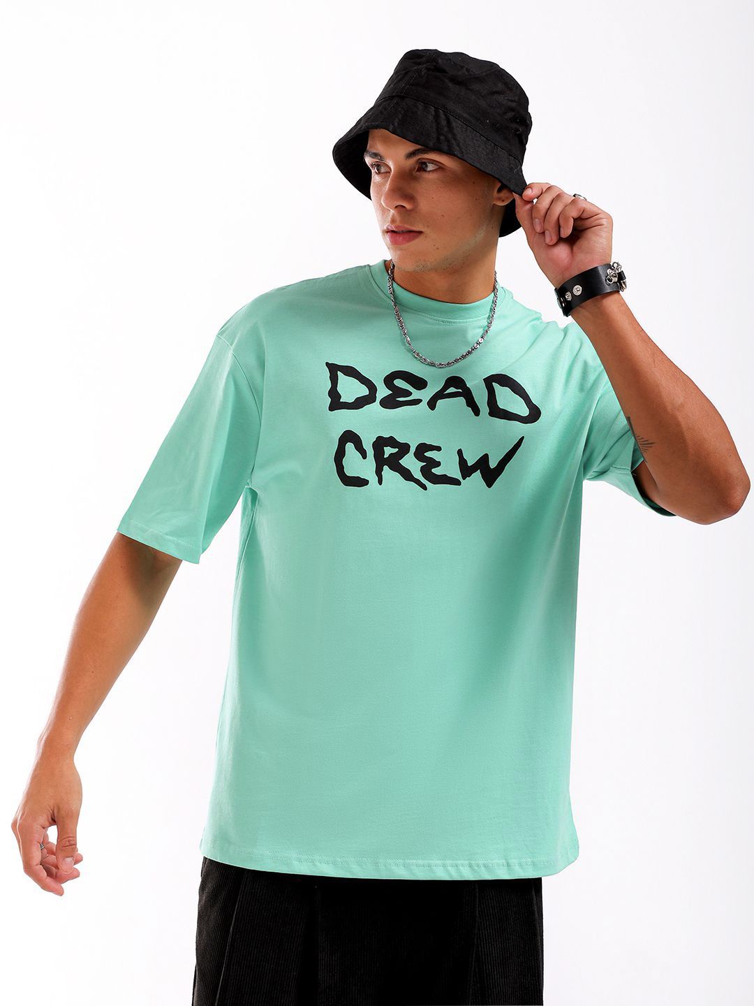 The Indian Garage Co Men Back Printed Round Neck Boxy Oversized T-shirt