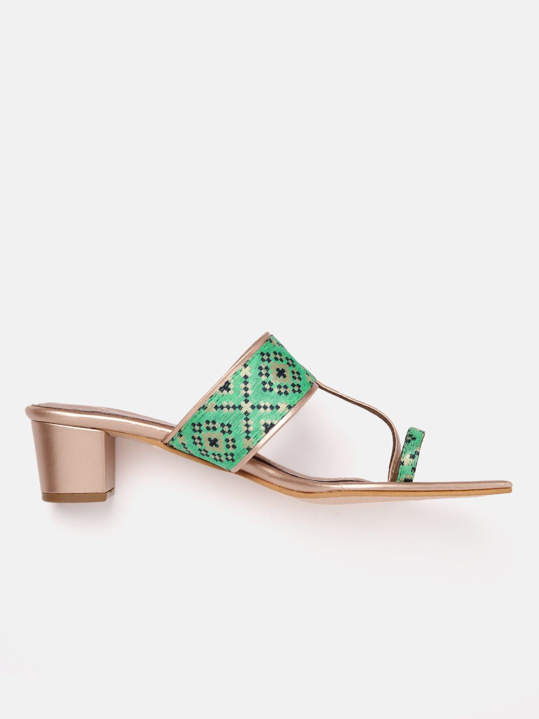Anouk Women Ethnic Motifs Woven Design One-Toe Block Heels