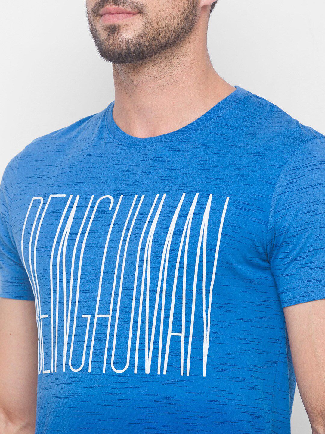 Being Human Men Blue Typography Printed T-shirt