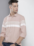 The Indian Garage Co Men Dusty Pink Horizontal Stripes Casual Cotton Shirt