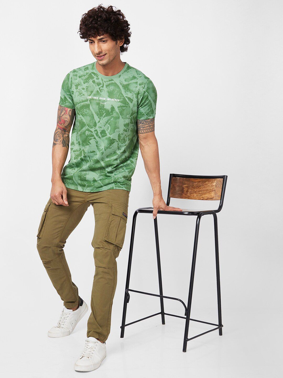 SPYKAR Abstract Printed Cotton T-Shirt