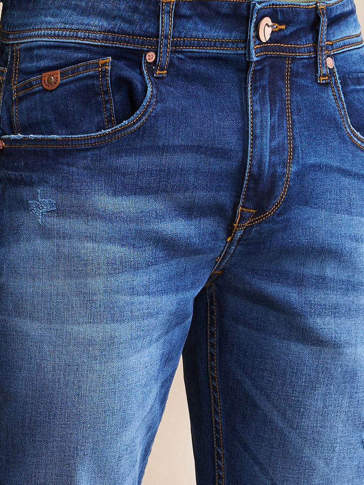 Being Human Men Solid Mid-Rise Skinny Fit Cat Scratches Jeans