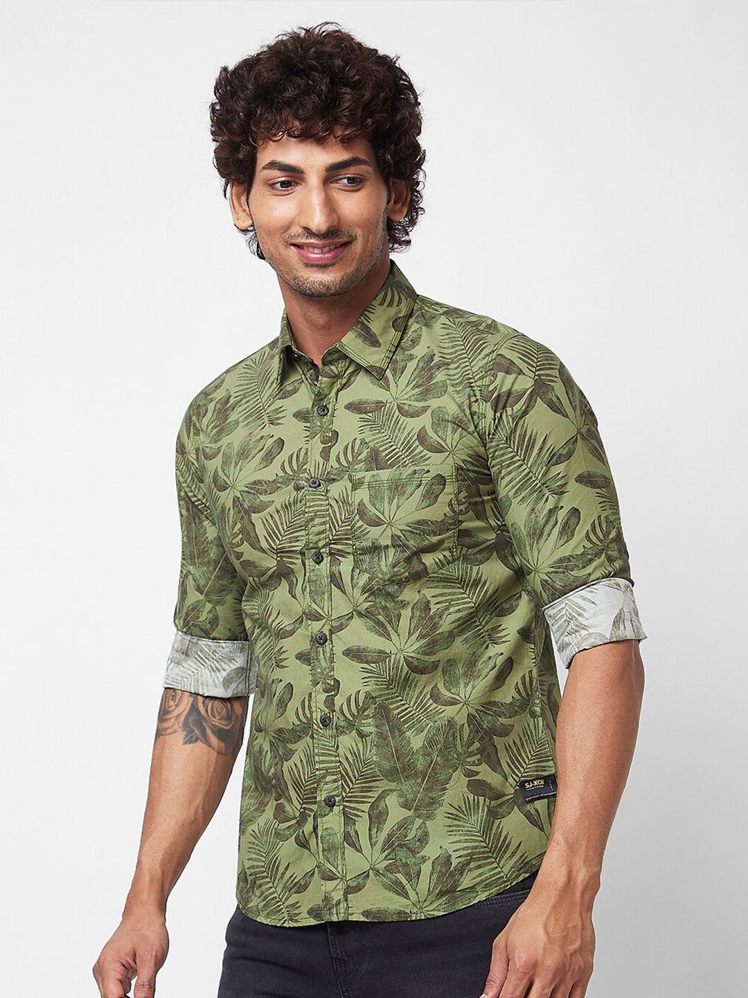 SPYKAR Tropical Printed Cotton Casual Shirt