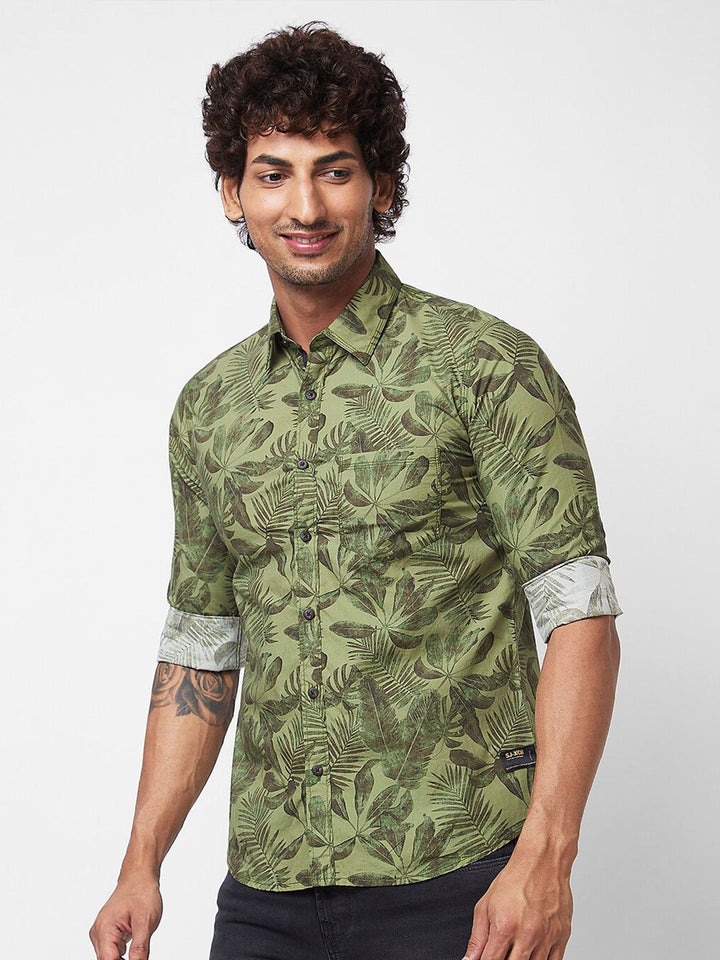 SPYKAR Tropical Printed Cotton Casual Shirt