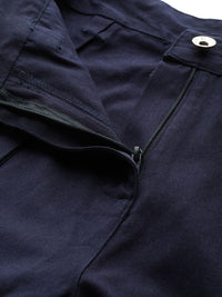 STREET 9 Women Navy Blue Regular Fit Solid Cargos