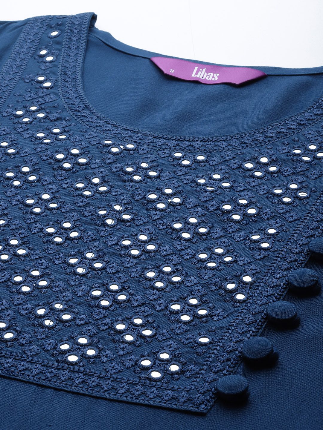 Libas Women Blue Embroidered Kurta with Palazzos & Dupatta