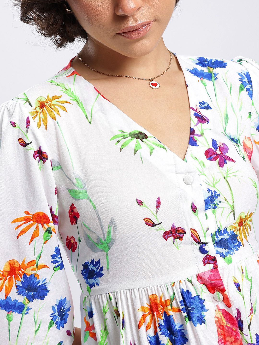 DressBerry Floral Meadows Cut Out Detail Shirt Style Dress