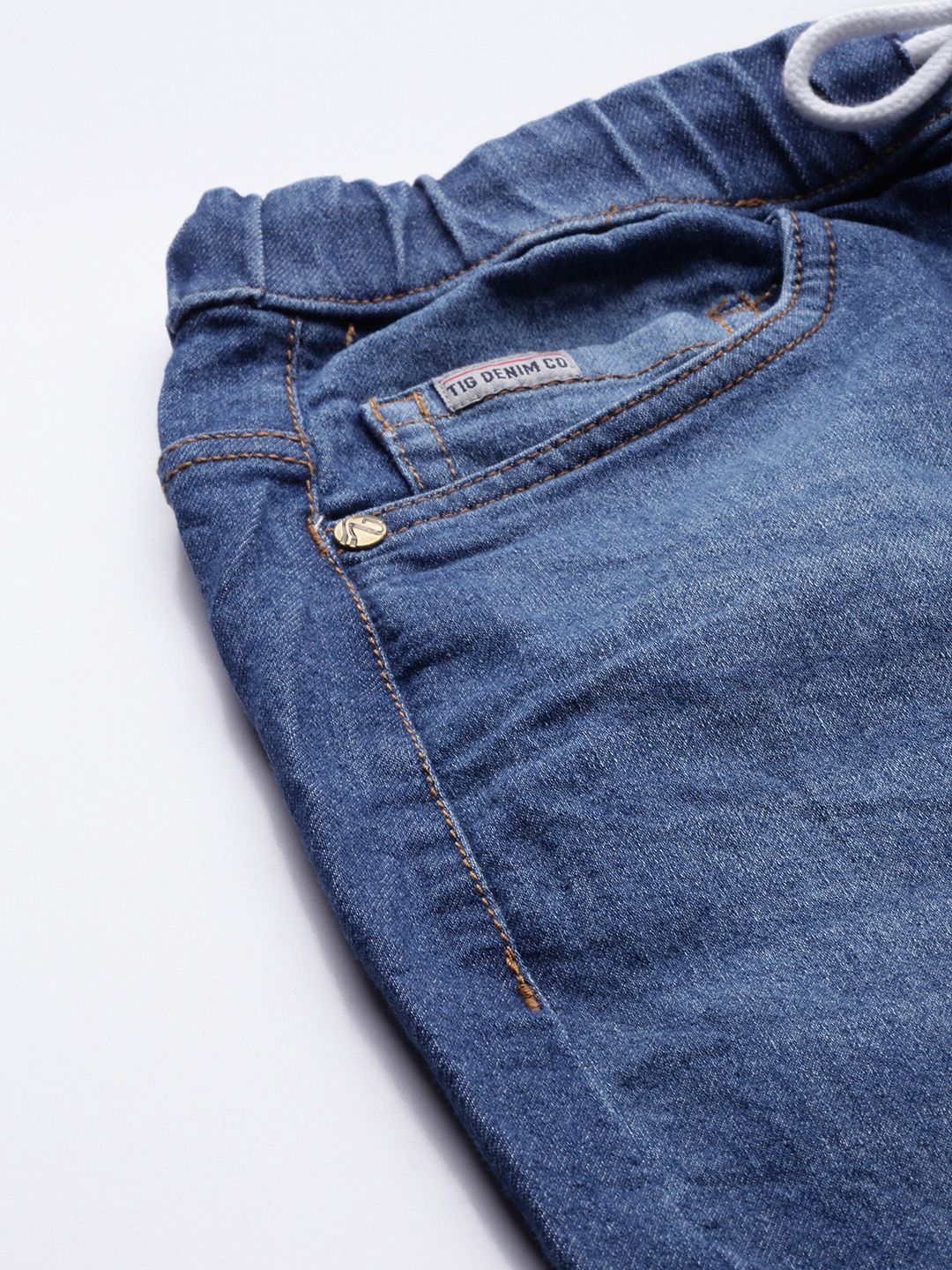 The Indian Garage Co Men Blue Light Fade Stretchable Jogger Jeans