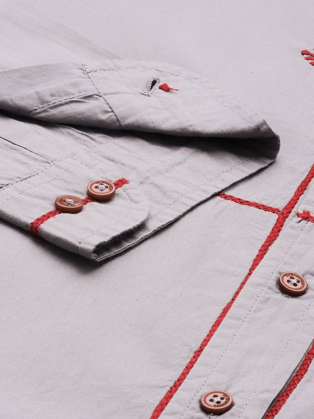 Mr Bowerbird Pure Cotton Floral Embroidered Tailored Fit Opaque Casual Shirt
