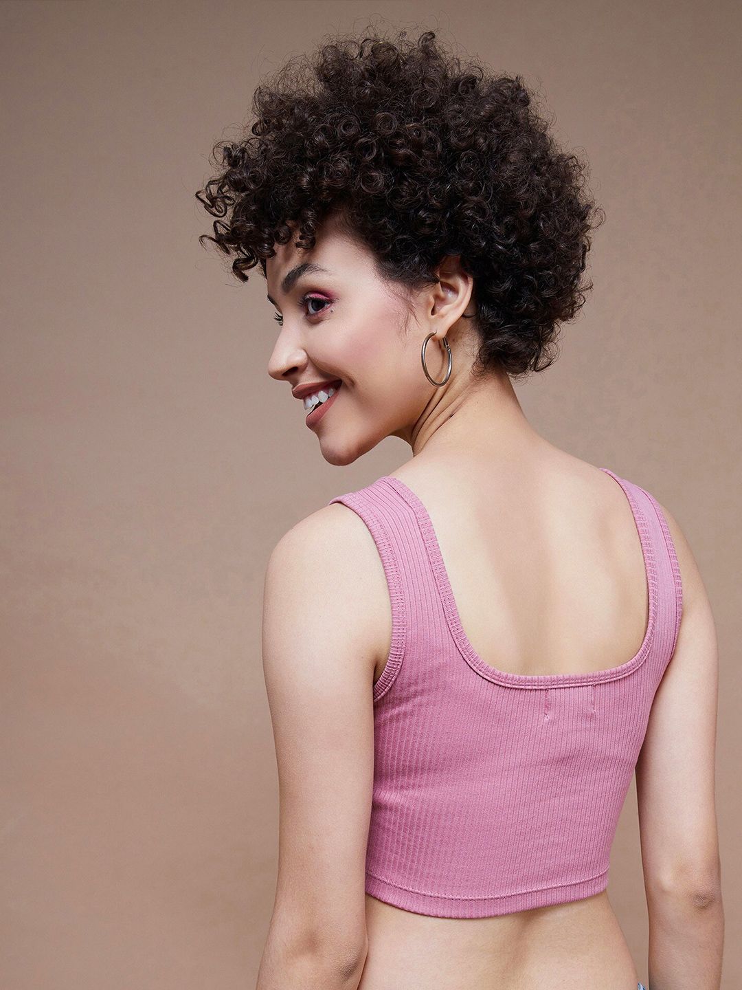 SASSAFRAS BASICS Rib Square Neck Crop Tank Top