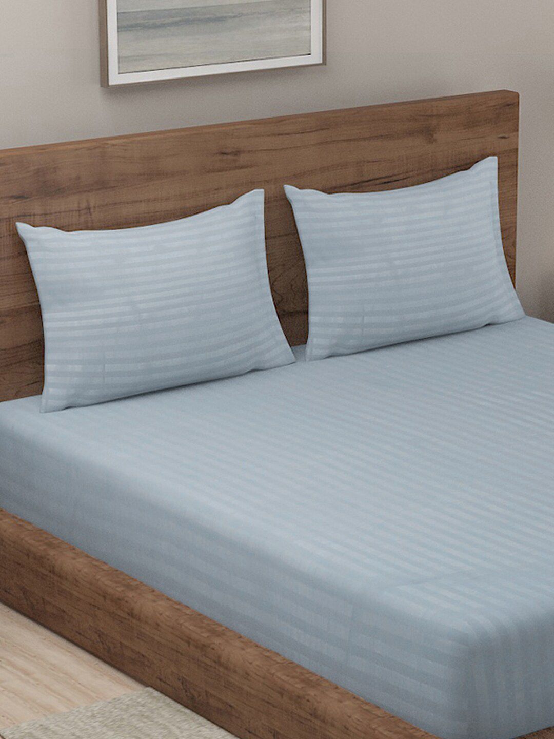 KLOTTHE Grey 300 TC King Bedsheet with 2 Pillow Covers