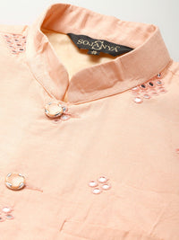 SOJANYA Men Mirror Work Kurta with Churidar