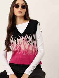 DressBerry Pure Acrylic Self-Design Sweater Vest