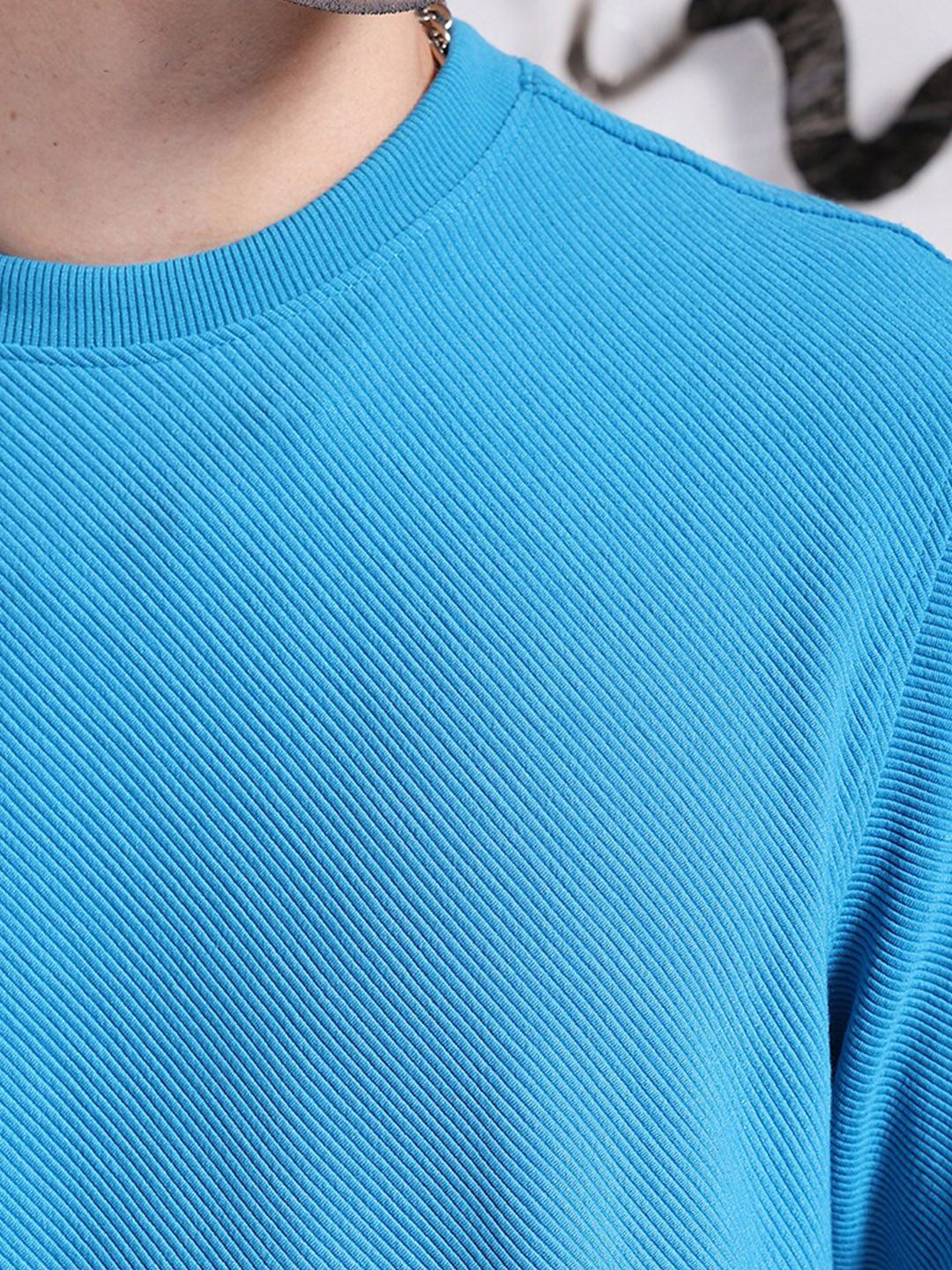 The Indian Garage Co Self Design Textured Long Sleeve Pullover Sweatshirt