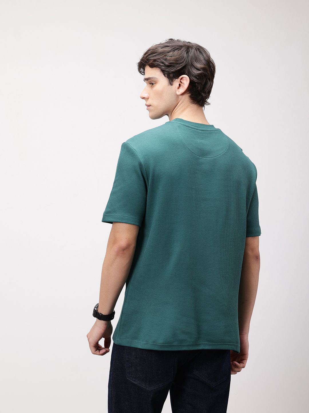 ether Grower Men Round Neck Ribbed Organic Cotton Comfort Fit T-shirt