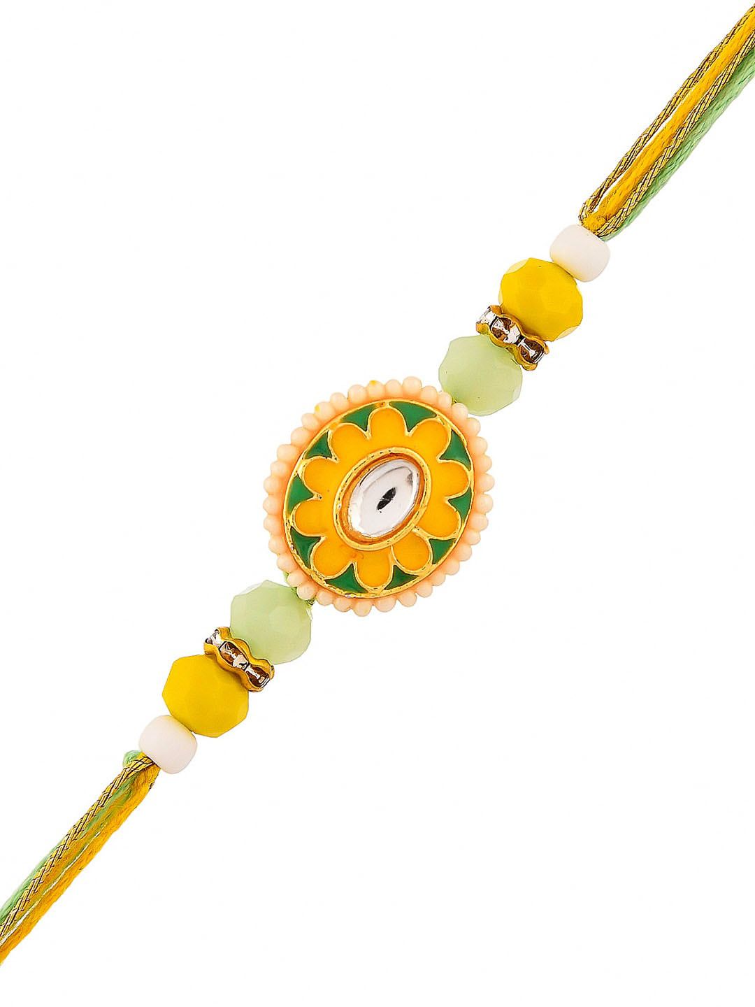 Voylla Men Faux Pearls Embellished Thread  Rakhi