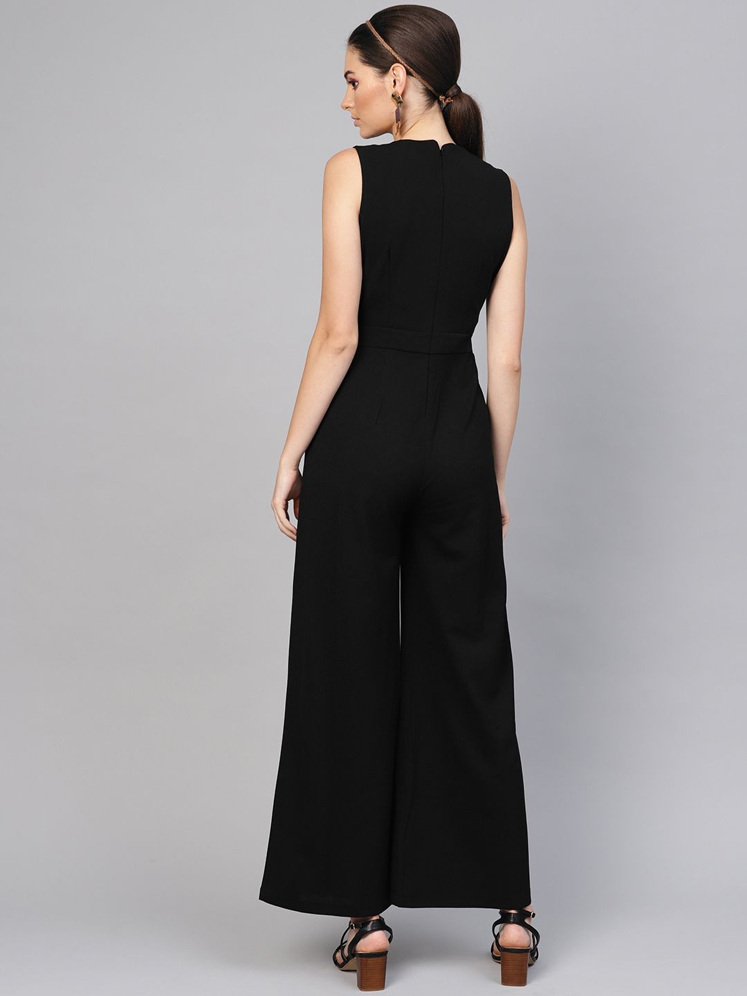SASSAFRAS Women Black Solid Basic Jumpsuit