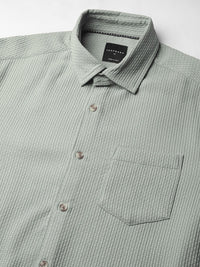 VASTRADO Men Classic Spread Collar Textured Solid Slim Fit Casual Shirt