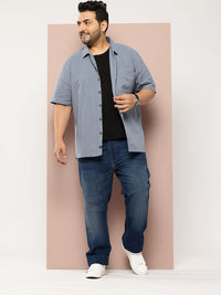 Thomas Scott Men's Plus Size Seersucker Cotton Casual Shirt