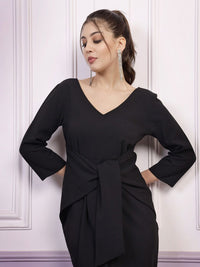 Athena V Neck Tie Ups A Line Dress
