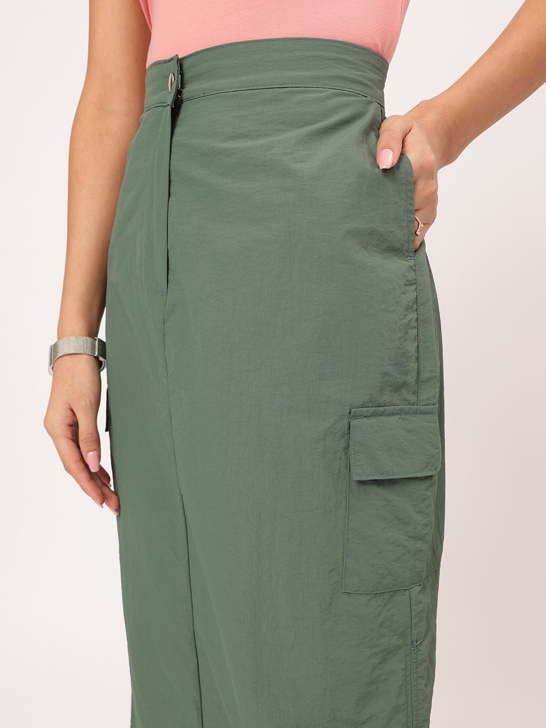 DressBerry Verdant Ventures Cargo-Style Straight Midi Skirt