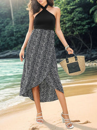 DressBerry Animal Print Halter Neck Fit & Flare Midi Dress