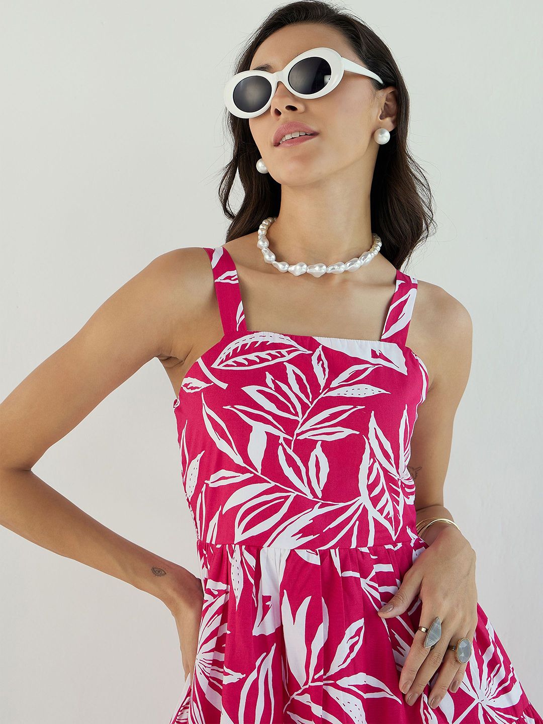 Pink Paprika by SASSAFRAS Floral Print Fit & Flare Dress