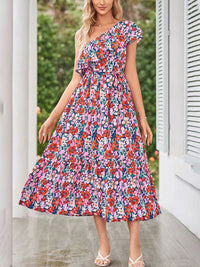 all about you Women Floral Printed Flutter Sleeve Fit & Flare Midi Dress