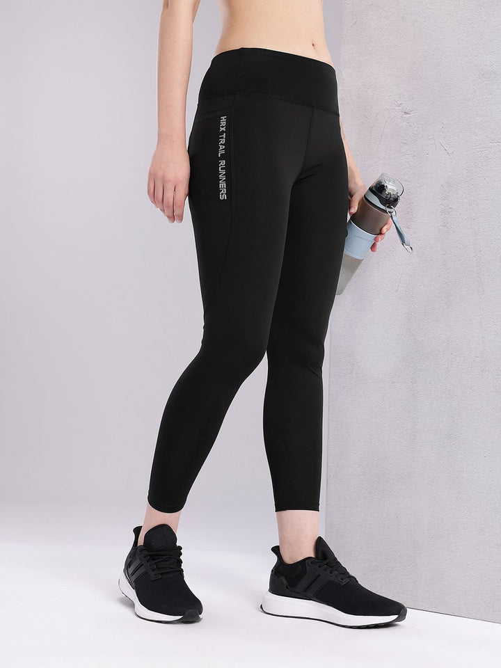 HRX by Hrithik Roshan Women TypographyPrint Mid-Rise Rapid-Dry Cropped Running Tights