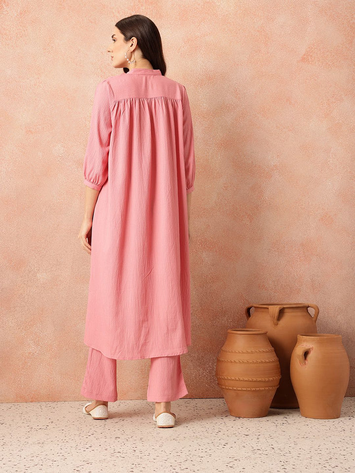 all about you Regular Crinkled Kurta with Trousers