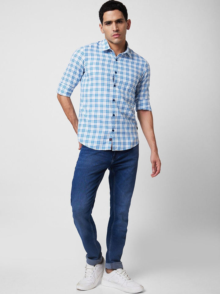 SPYKAR Men Slim Fit Opaque Checked Casual Shirt