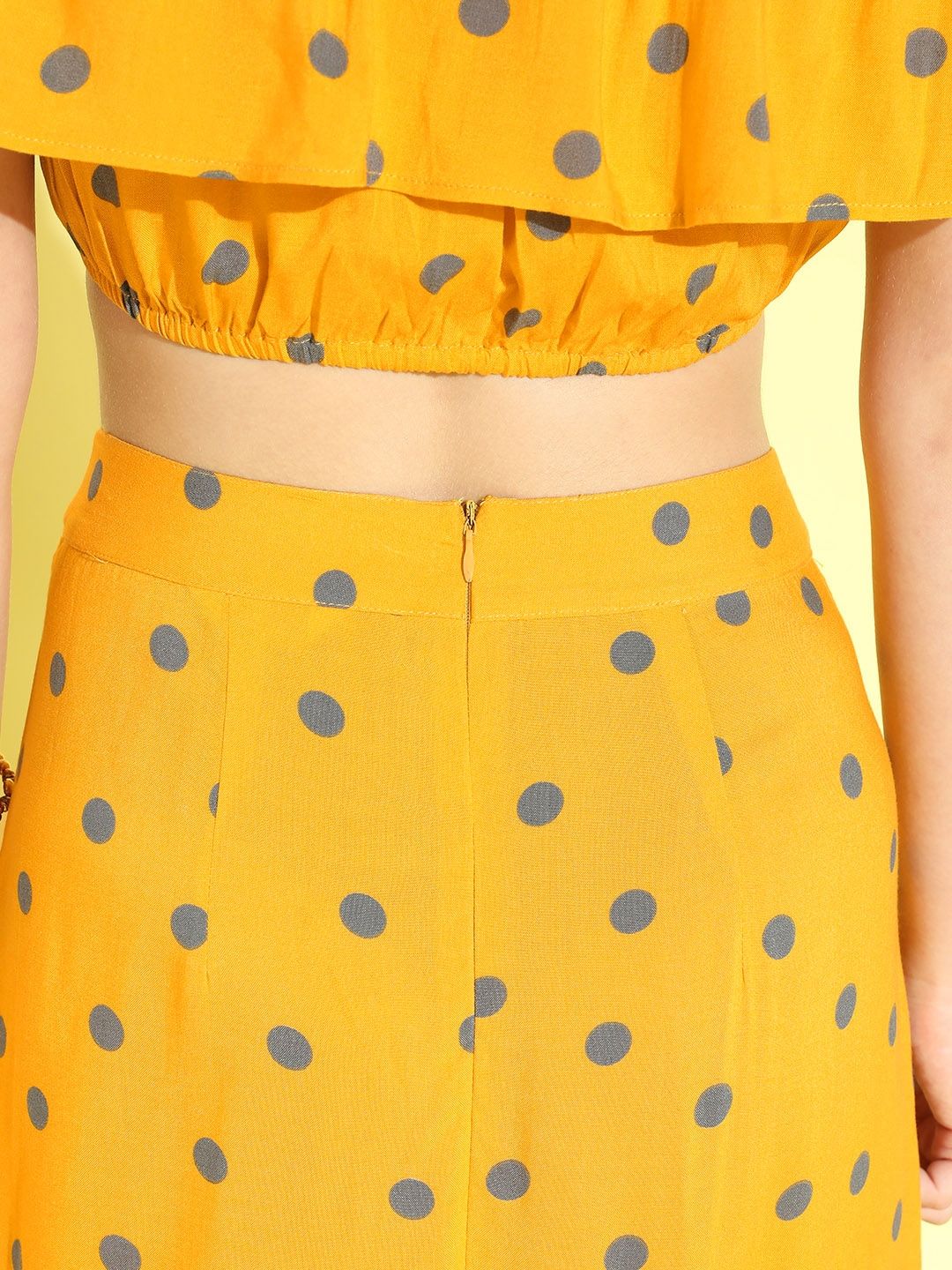 Berrylush Women Bright Yellow Polka Dots Dress
