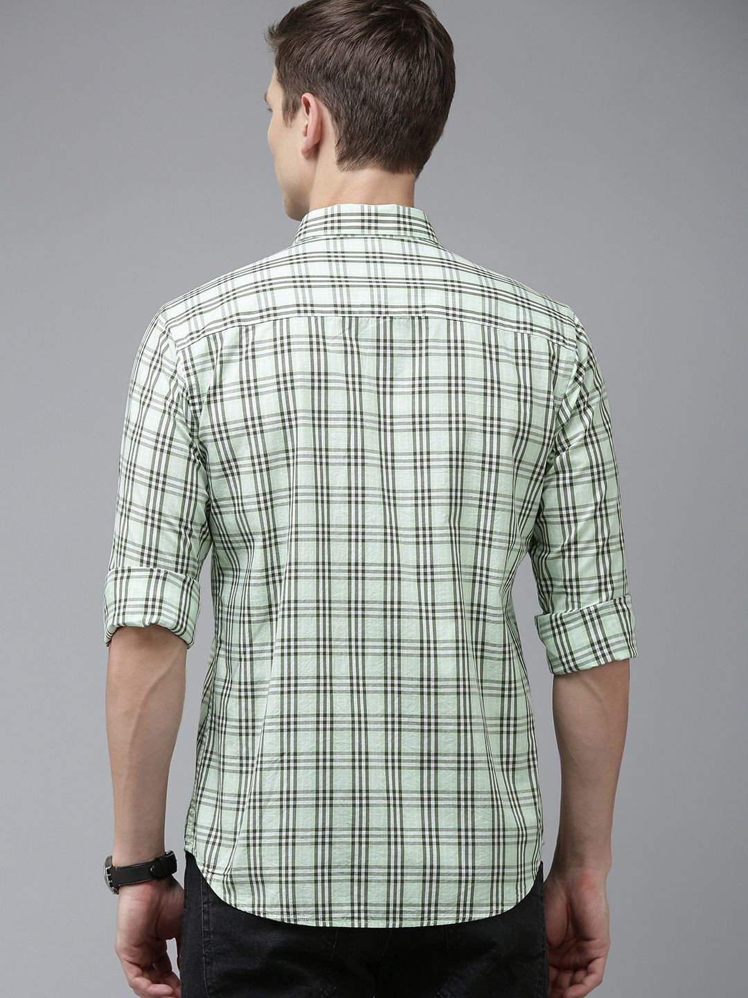 Park Avenue Men Slim Fit Tartan Checks Opaque Pure Cotton Casual Shirt