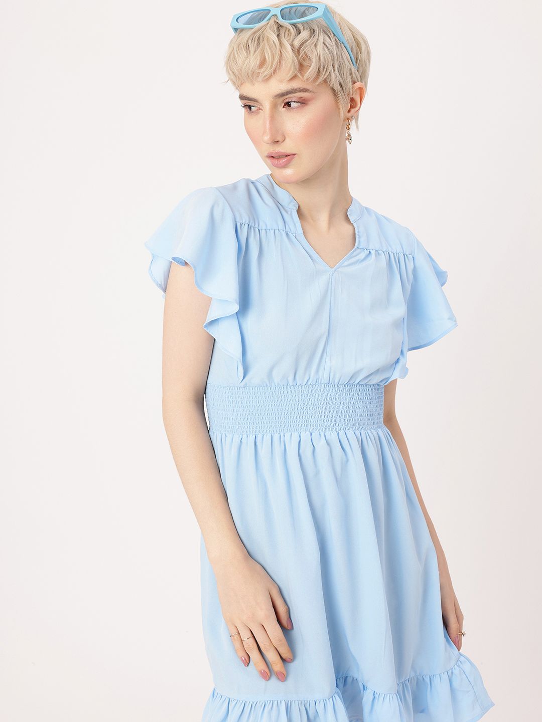 DressBerry Summery Flutter 'Smocking' Hot Fit & Flare Dress
