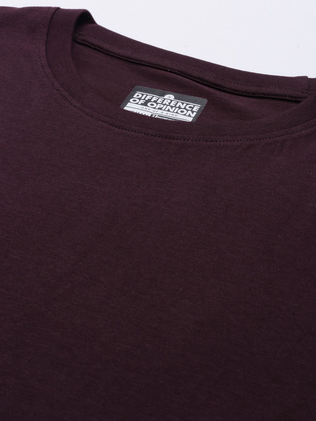 Difference of Opinion Women Burgundy Solid Pure Cotton Oversized T-shirt