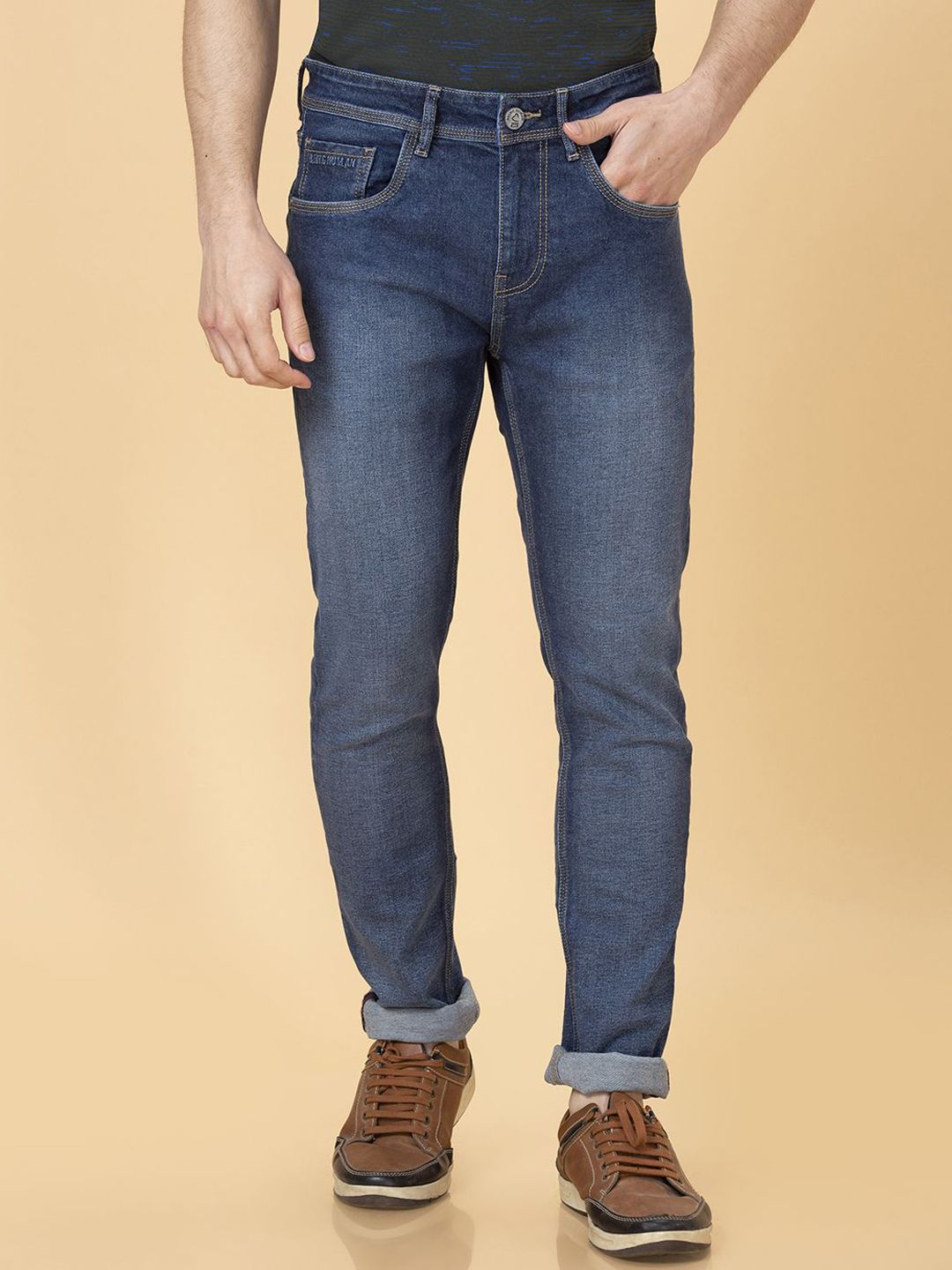 Being Human Men Skinny Fit Mid-Rise Cotton Light Fade Jeans
