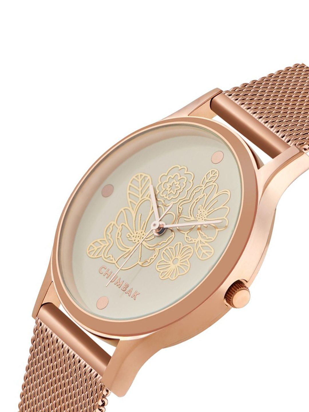 TEAL BY CHUMBAK Women White Brass Embellished Dial & Rose Gold-Plated Analogue Watch