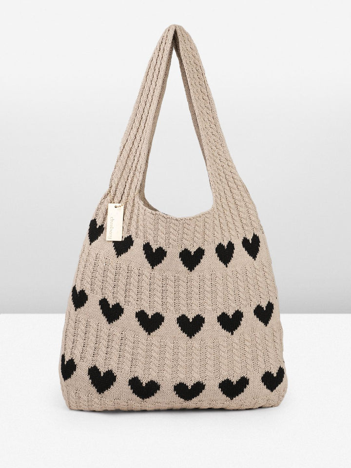 DressBerry Heart Crocheted Shopper Tote Bag