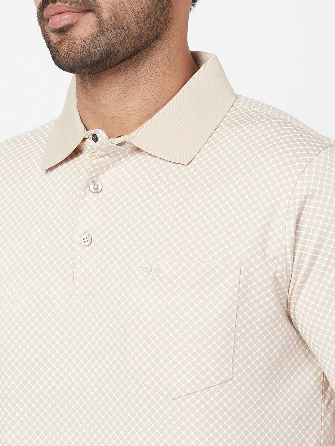 Park Avenue Geometric Printed Polo Collar Cotton Slim Fit T-shirt