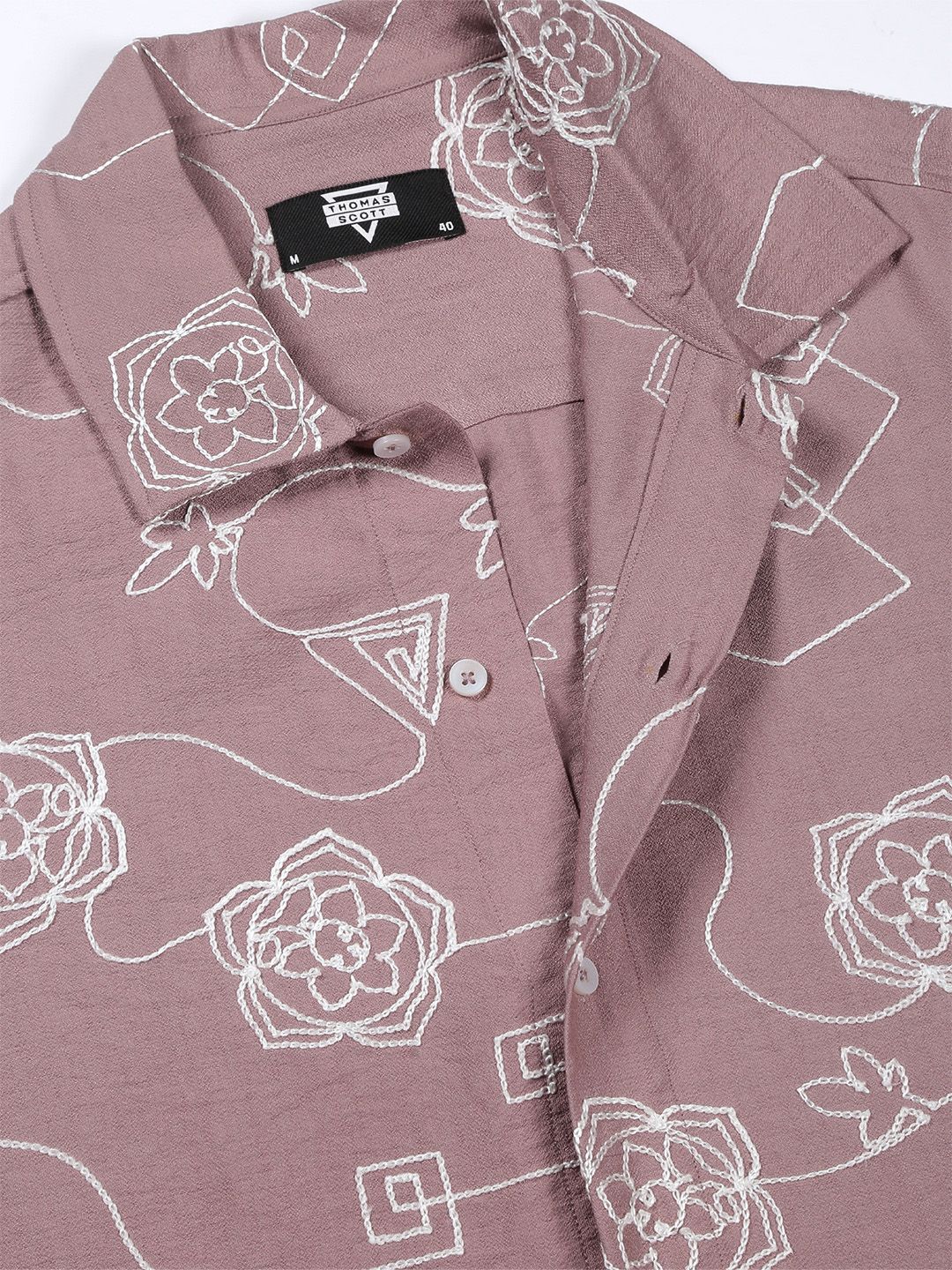 Thomas Scott Men Embroidered Regular Fit Casual Shirt