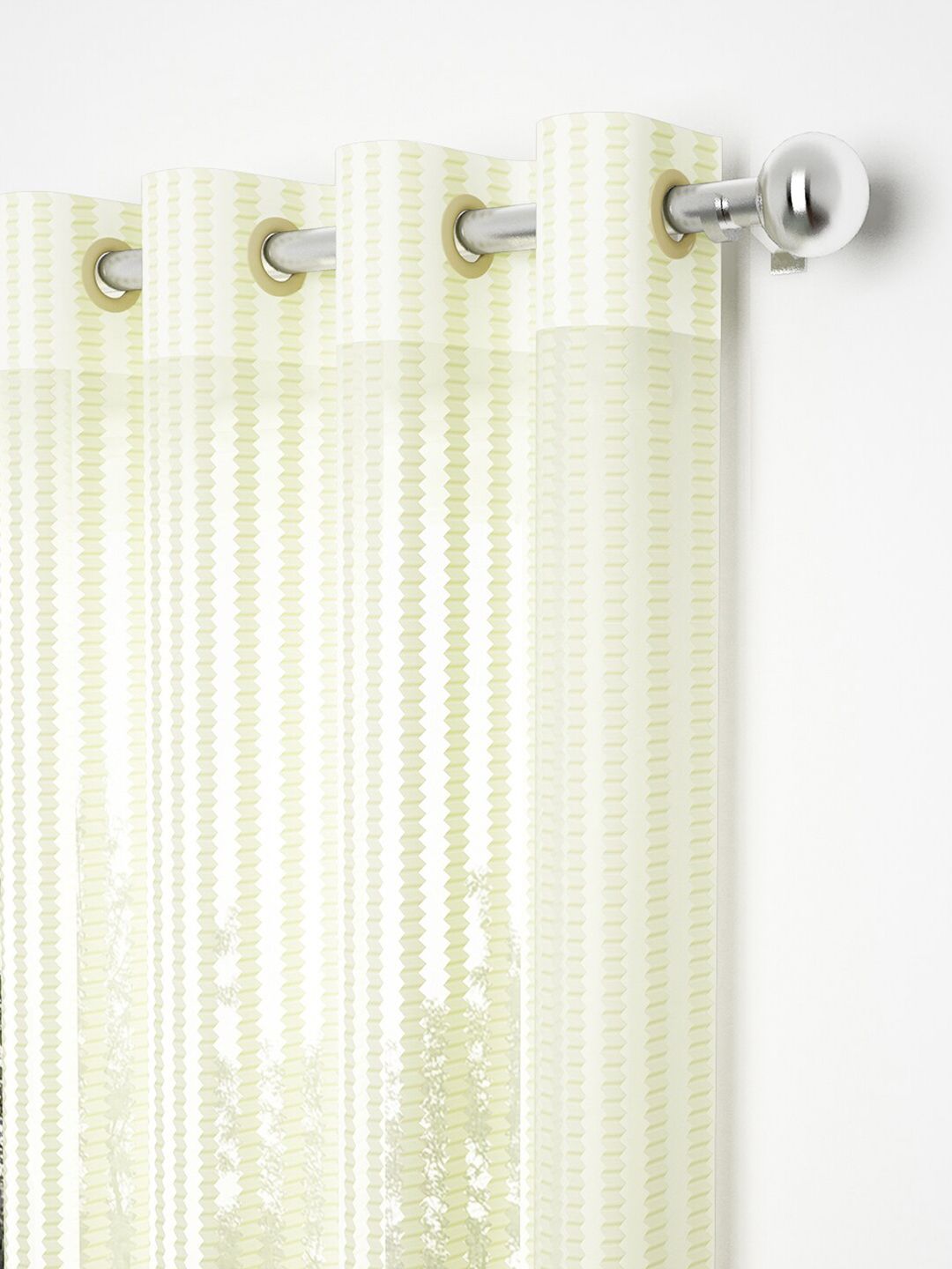Story@home Cream Set of 2 Striped Sheer Window Curtain