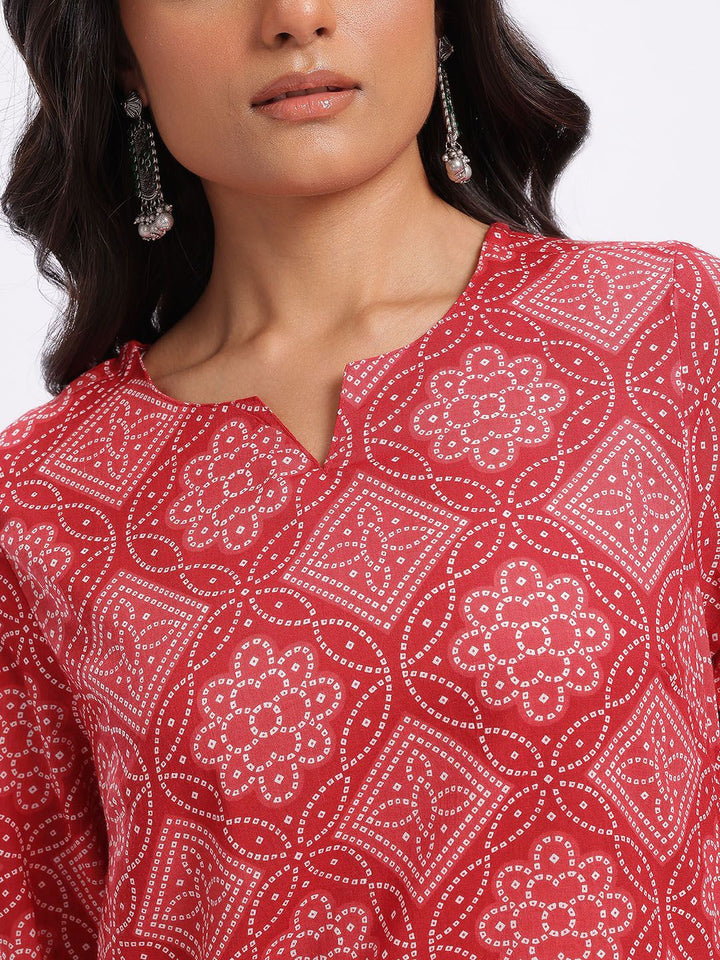 Anouk Bandhani Printed Cotton Kurta with Trousers & With Dupatta