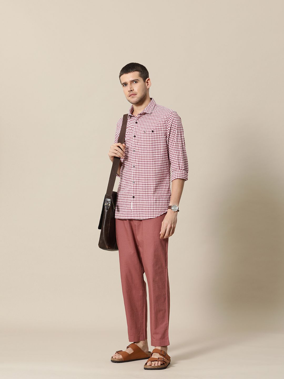 Mr Bowerbird Tailored Fit Gingham Checked Casual Shirt