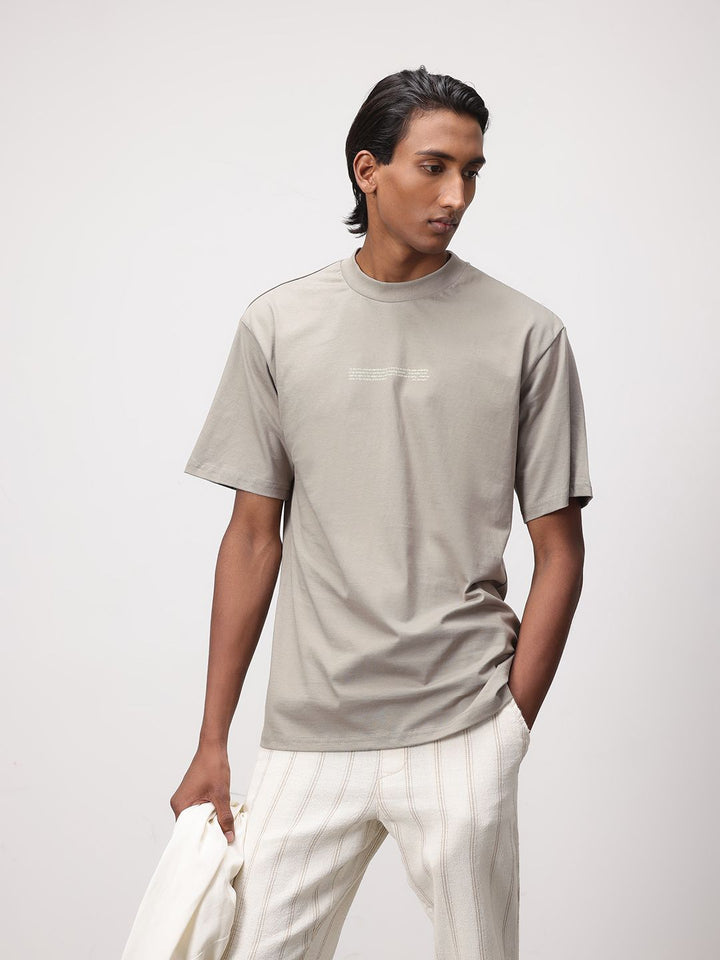 ether Zen Typography Print Drop-Shoulder Sleeves Pure Cotton T-shirt
