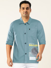 The Indian Garage Co Men Blue Slim Fit Typography Opaque Printed Casual Shirt