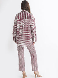 RAREISM Geometric Printed Slim Fit High-Rise Cotton Parallel Trousers
