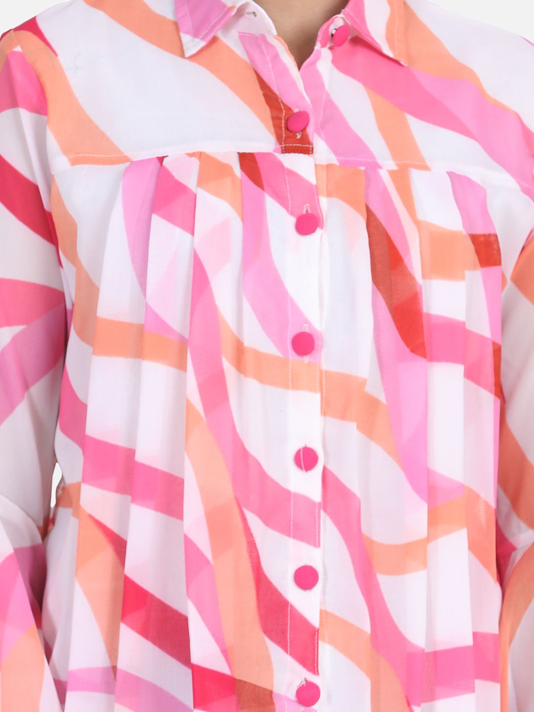 Cutiekins White & Pink Crepe Shirt Style Top