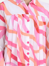 Cutiekins White & Pink Crepe Shirt Style Top